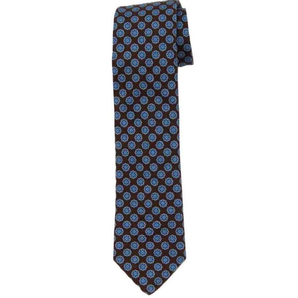 NWOT Cremieux Cotton Tie Blue Brown Floral Handmade in USA Men's - Picture 1 of 1